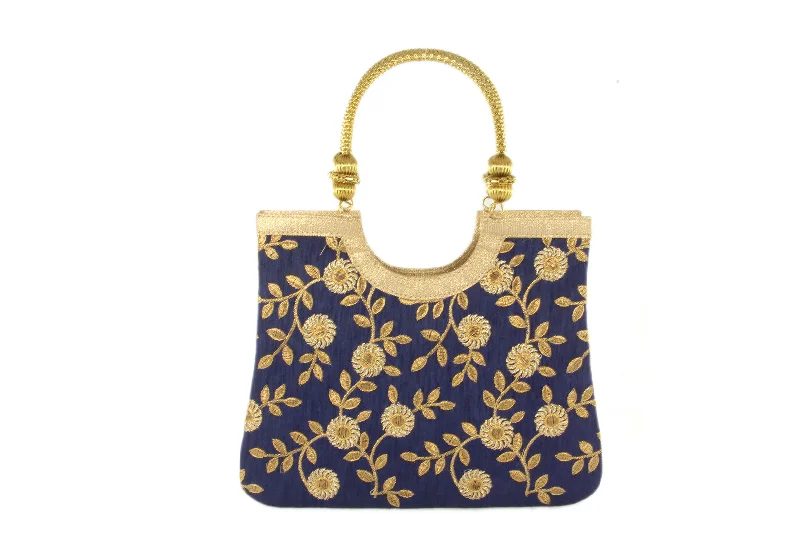 Floral Royal Blue Indian Party Purse