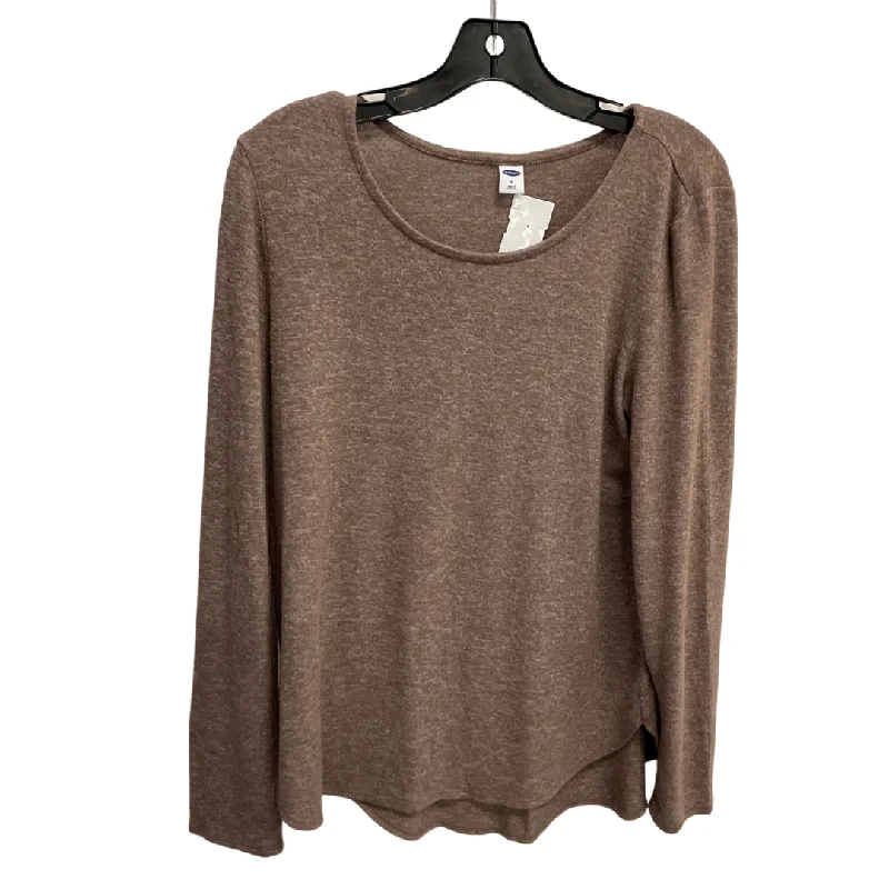 Top Long Sleeve Basic By Old Navy In Tan, Size: M