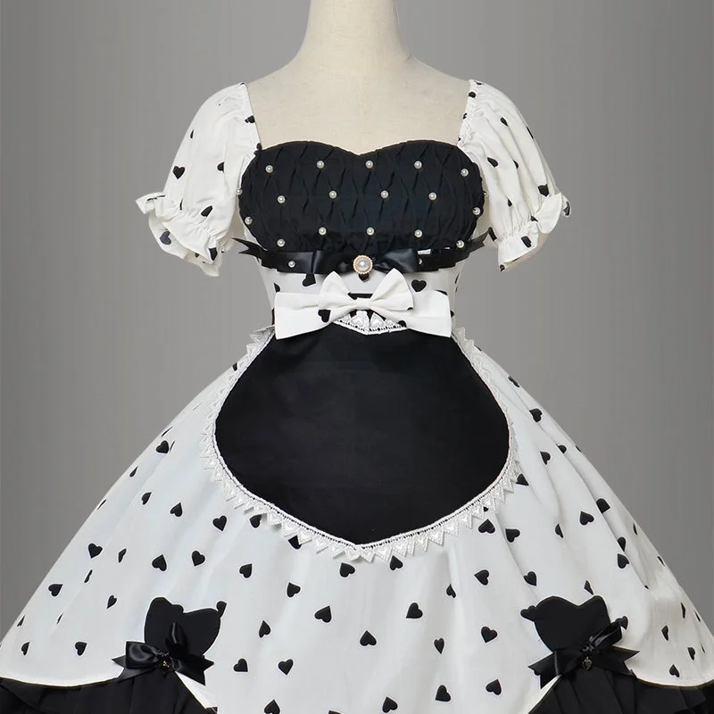 apron-black color with white bow