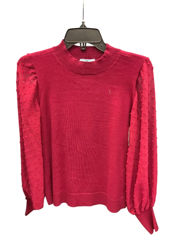 Top Long Sleeve By Cece In Maroon, Size: S