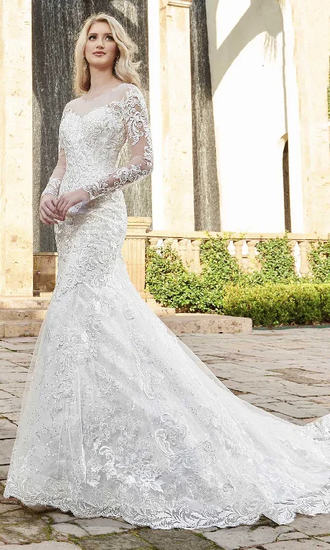 Rachel Allan M792 - Embroidered Illusion Trumpet Wedding Dress