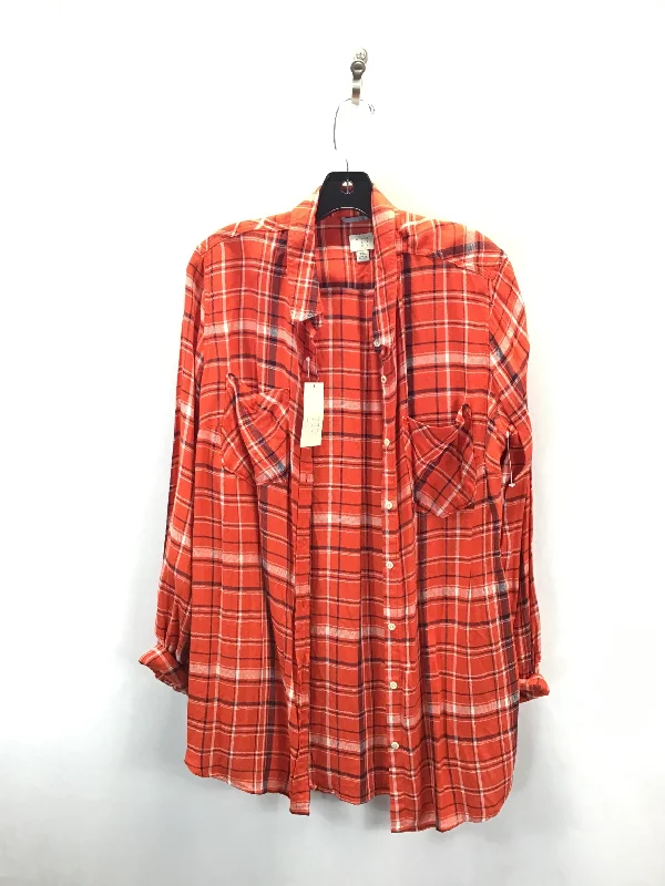 Top Long Sleeve By Clothes Mentor In Plaid, Size: Xxl