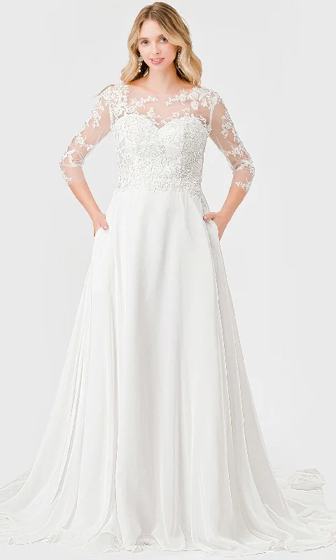 Trevi Collection MS0031 - Long Sleeve A-Line Wedding Gown