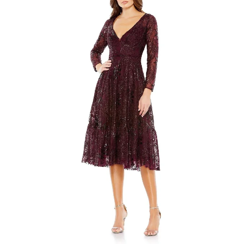 Mac Duggal Womens Sequin Embroidered Cocktail and Party Dress