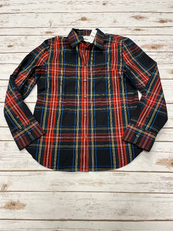 Top Long Sleeve By J. Crew In Plaid Pattern, Size: M