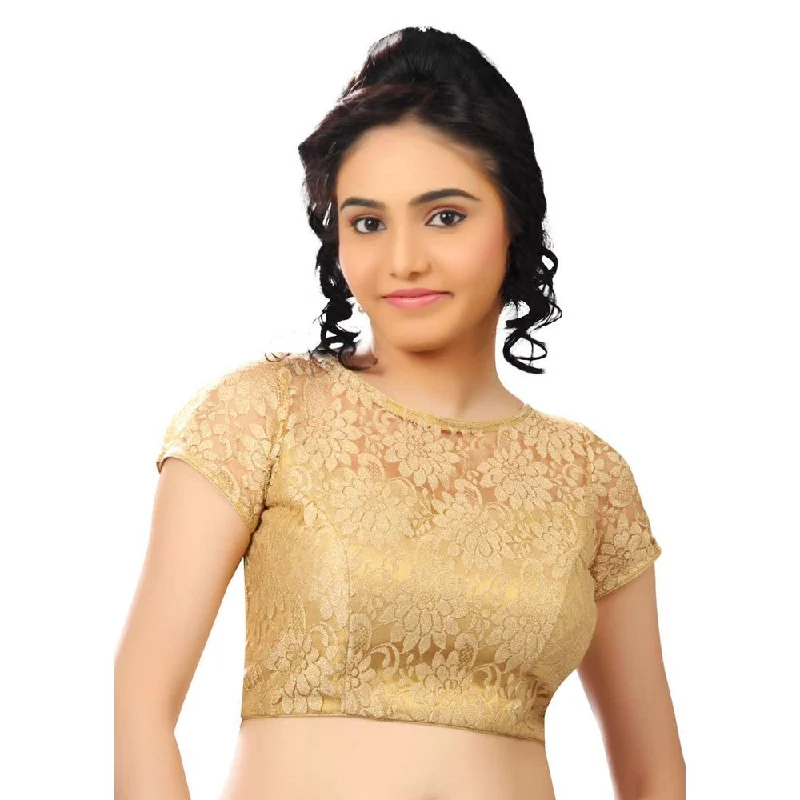 Fancy Gold Net Fabric Party-wear Saree Blouse�Sari Choli - X-269-SL