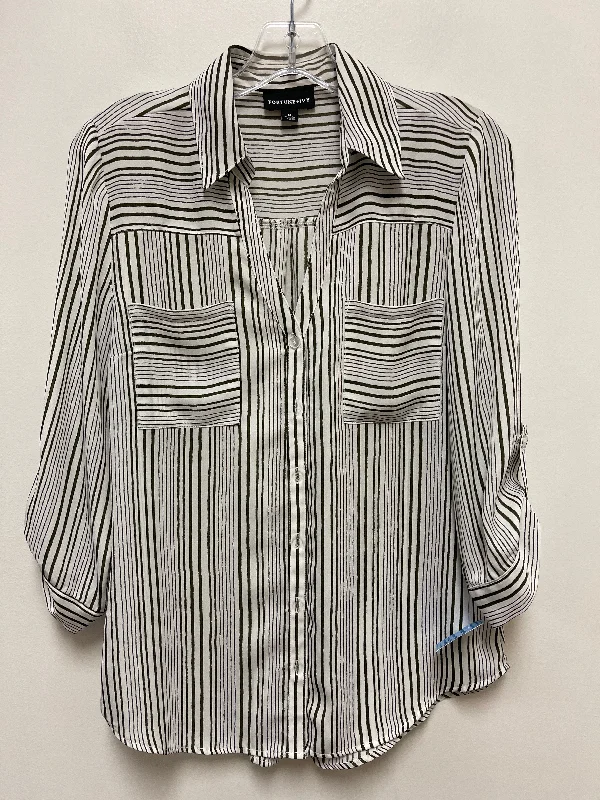 Top Long Sleeve By Fortune & Ivy In Striped Pattern, Size: M