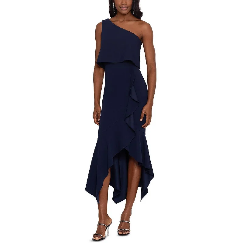 Xscape Womens One Shoulder Pop Over Cocktail and Party Dress