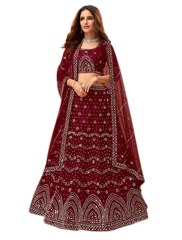 Striking Maroon Party Lehenga - SNT11023