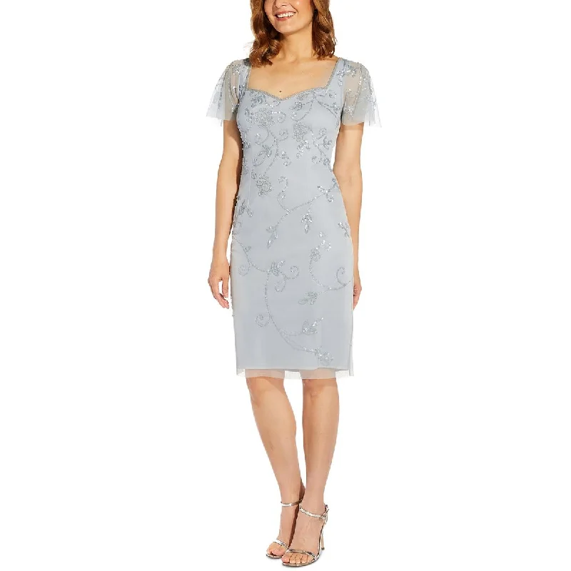 Papell Studio by Adrianna Papell Womens Beaded Cocktail And Party Dress