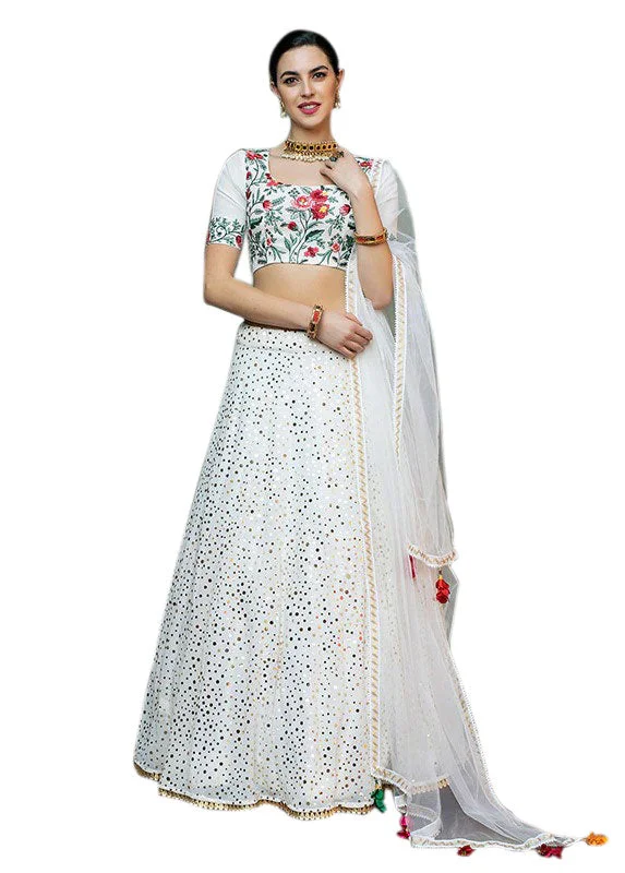 Ornate White and Gold Party Lehenga Choli- SNT11019