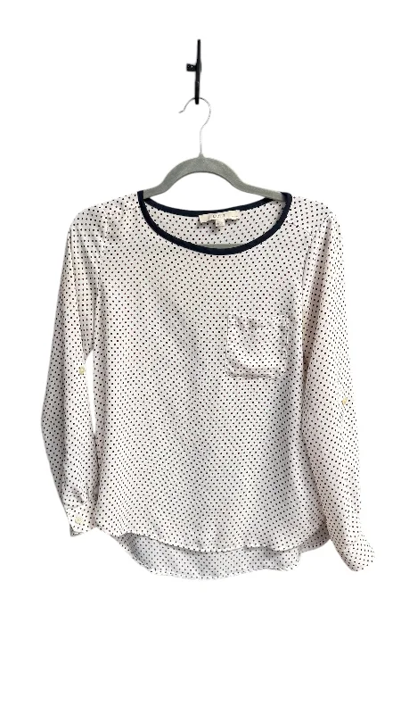 Top Long Sleeve By Loft In Polkadot Pattern, Size: Xs