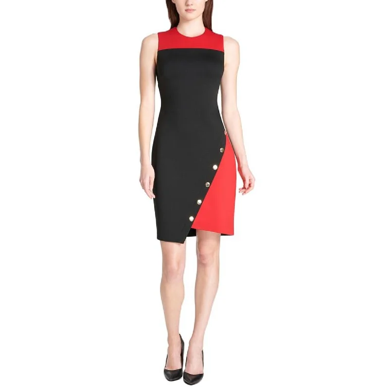 Tommy Hilfiger Womens Asymmetrical Colorblock Cocktail and Party Dress