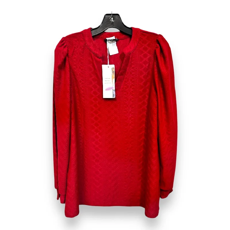 Top Long Sleeve By Cmf In Red, Size: S