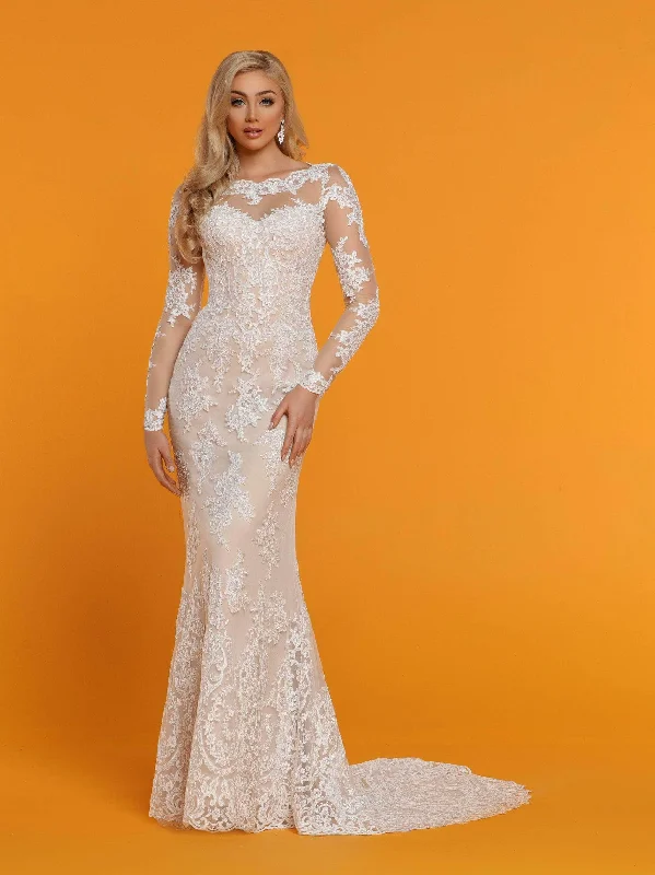 Da Vinci 50516 - Illusion Sleeve Embellished Wedding Dress