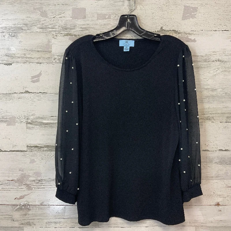 Top Long Sleeve By Cece In Black, Size: M