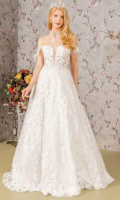 GLS by Gloria Bridal GL3449 - Off-Shoulder Cape Wedding Dress