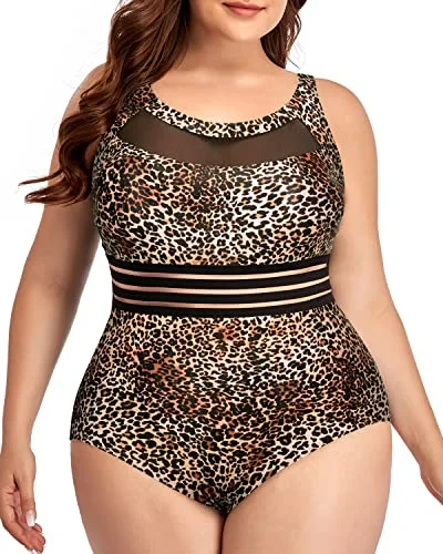 Confidence-Boosting One Piece Swimsuits Plus Size-Leopard