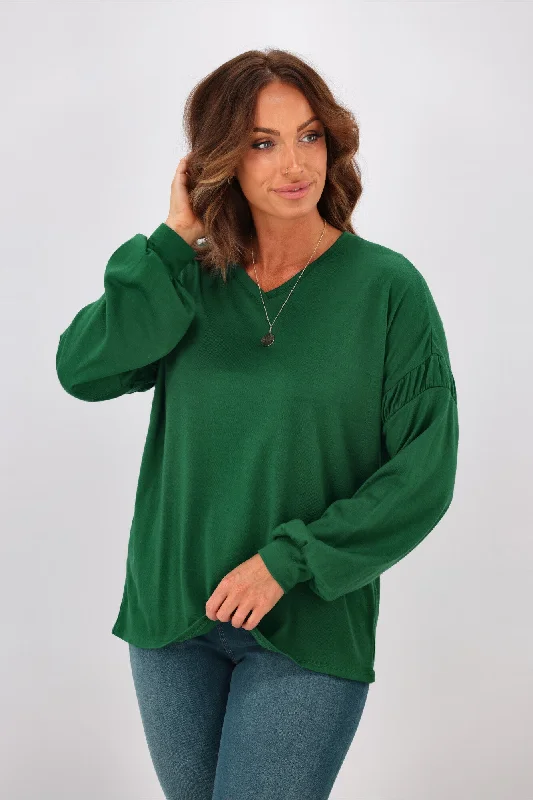 Alpine by Shine On Megan Drop Shoulder Merino Top Emerald