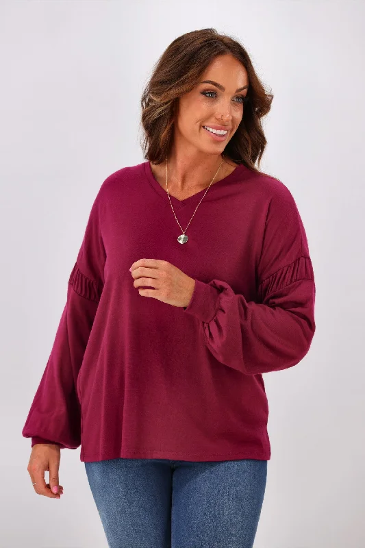 Alpine by Shine On Megan Drop Shoulder Merino Top Orchid