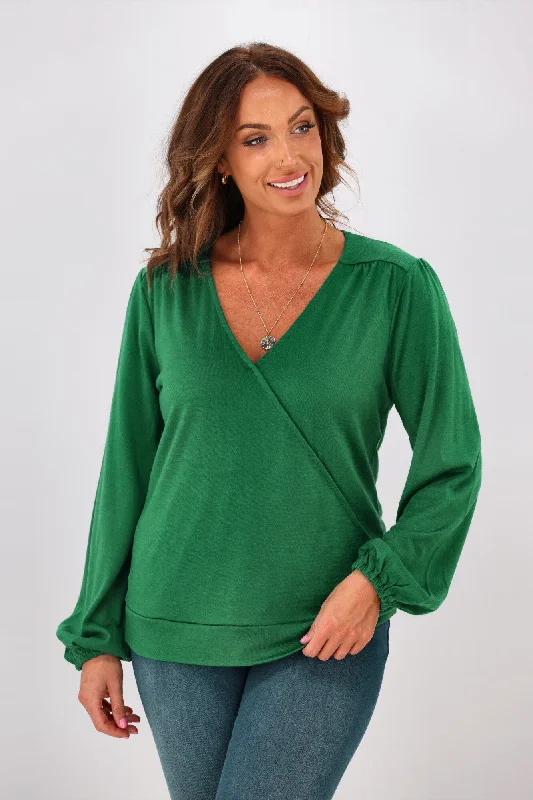 Alpine by Shine On Petra Crossover Merino Top Emerald