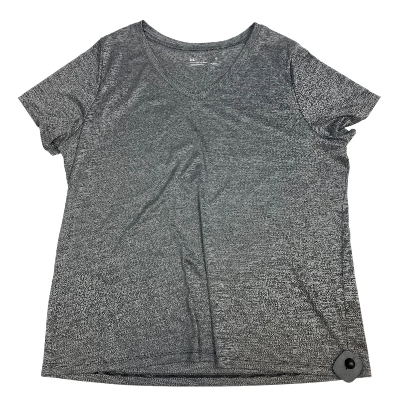 Athletic Top Short Sleeve By Under Armour In Grey, Size: 1x