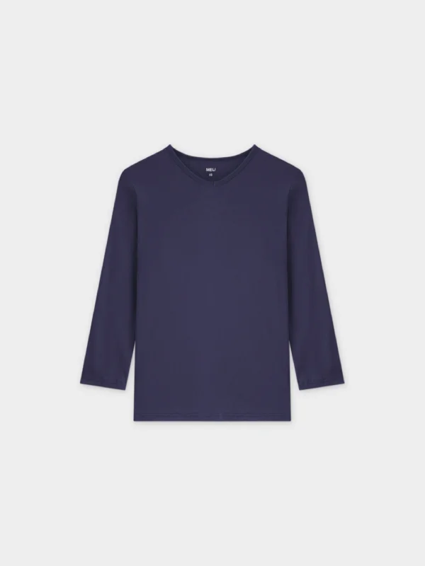 BASIC HIGH V TEE 3Q-NAVY