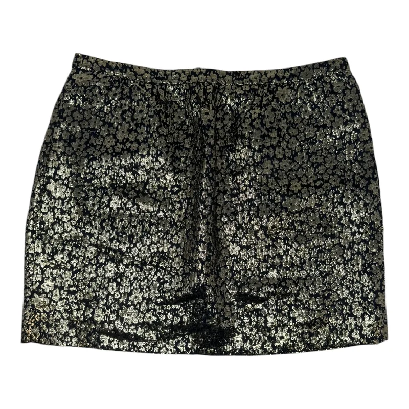 Metallic Floral Skirt Mini & Short By J. Crew In Black & Gold, Size: 0