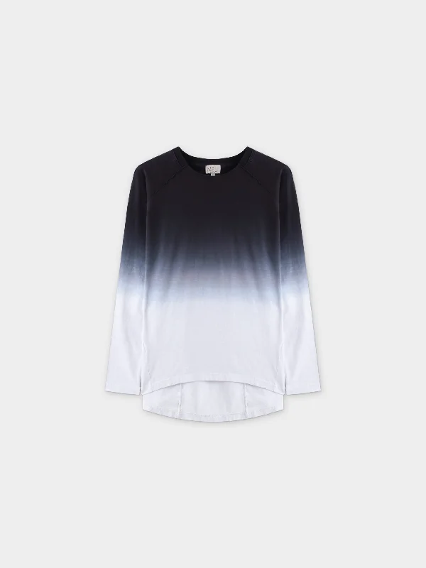 OMBRE PLEAT BACK TEE-BLACK