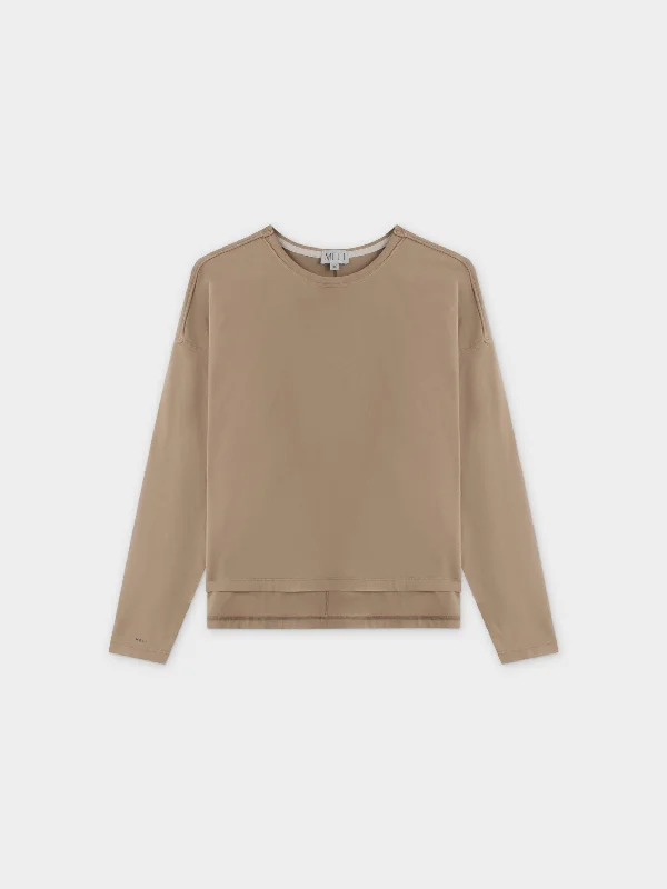 WASHED CROP TEE-TAN