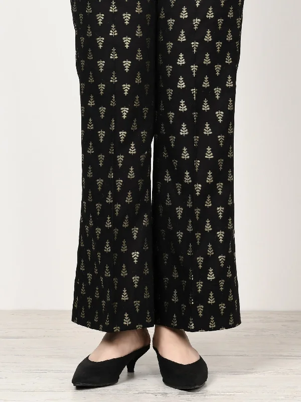 Unstitched Jacquard Trouser - Black