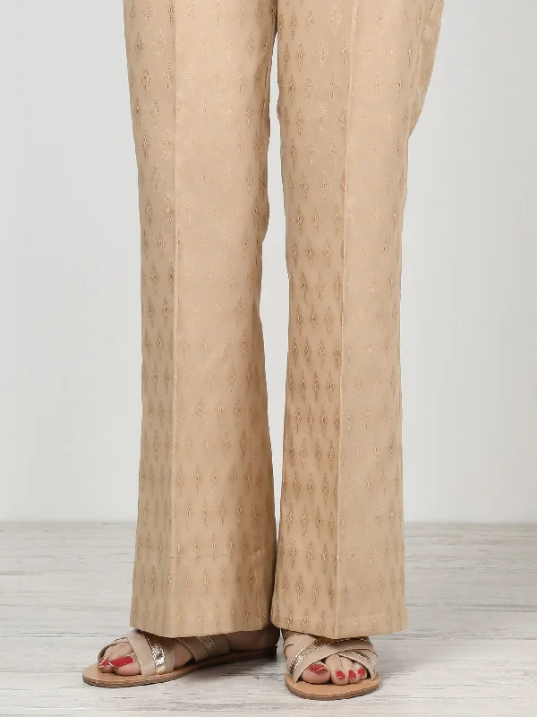 Unstitched Jacquard Trouser - Beige