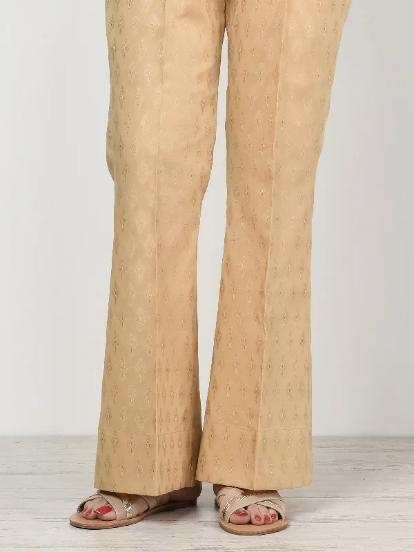 Unstitched Jacquard Trouser - Light Beige