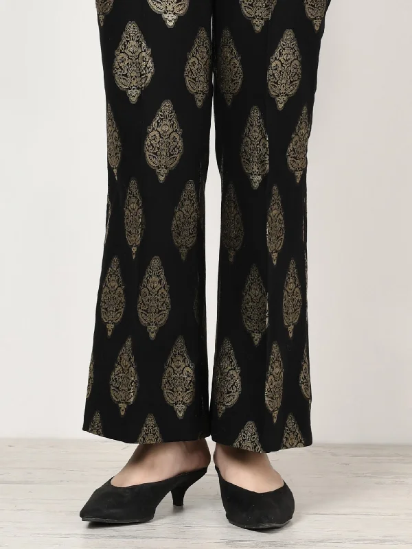 Unstitched Jacquard Trouser - Black