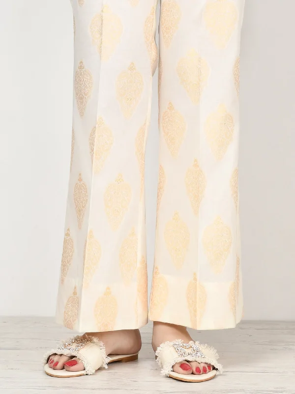 Unstitched Jacquard Trouser - Light Beige