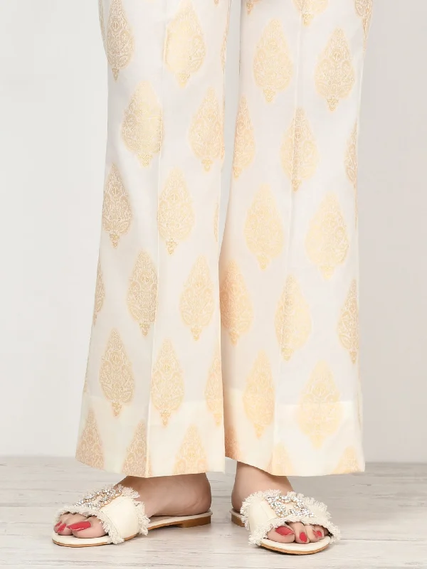 Unstitched Jacquard Trouser - Off White