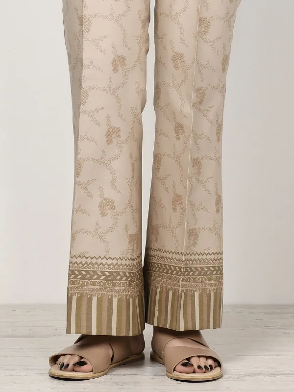 Unstitched Printed Winter Trouser - Beige