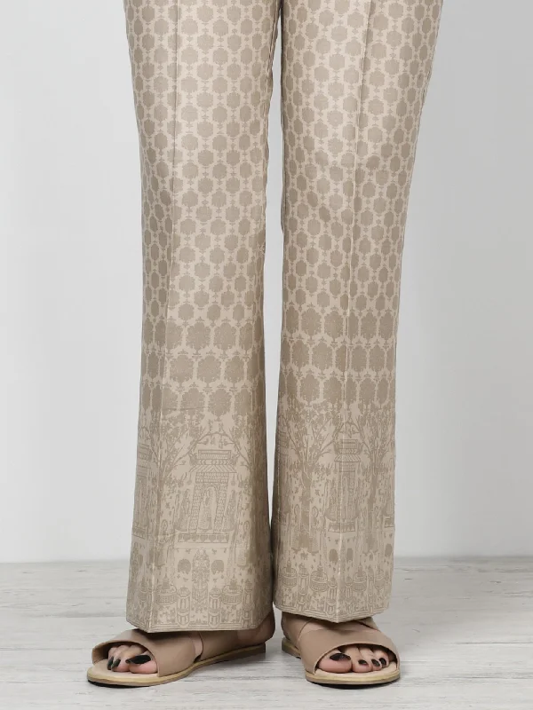 Unstitched Printed Winter Trouser - Beige