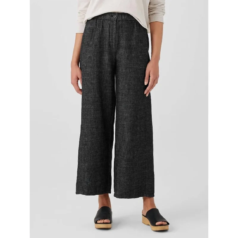 Women's Tweedy Hemp Cotton Wide-Leg Pants In Black