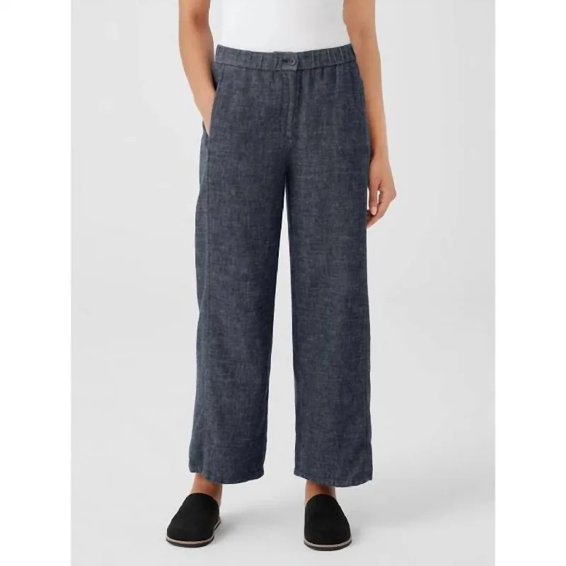 Women's Tweedy Hemp Cotton Wide-Leg Pants In Denim