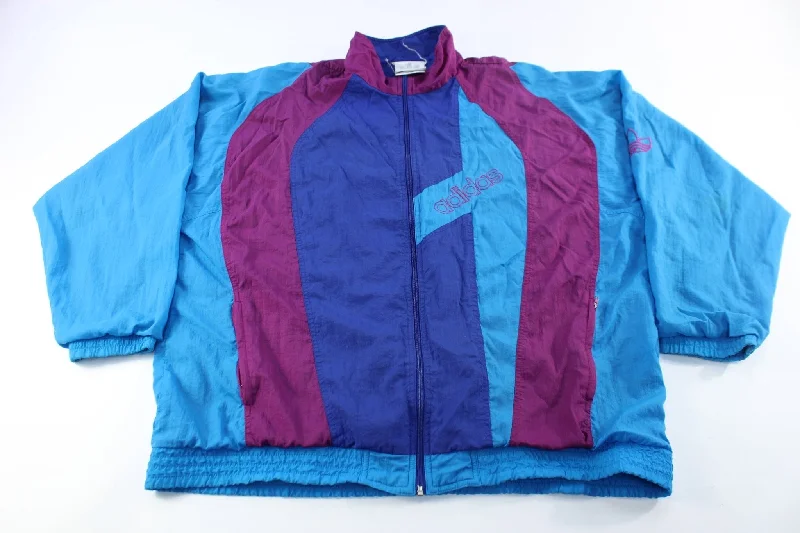 80's Adidas Embroidered Logo Colorful Zip Up Jacket