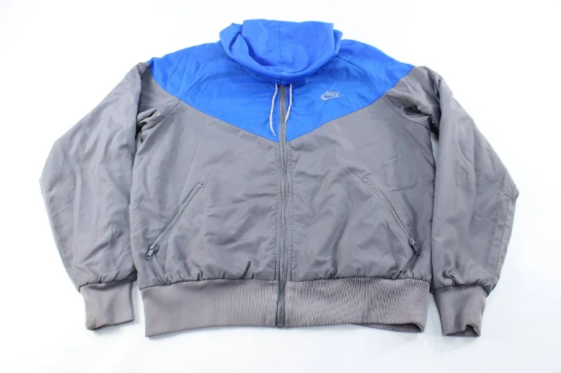 80's Nike Embroidered Logo Grey & Blue Zip Up Jacket