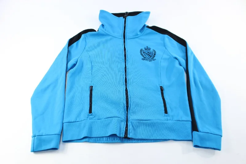 Women's Ralph Lauren Embroidered Logo Blue & Black Zip Up Jacket