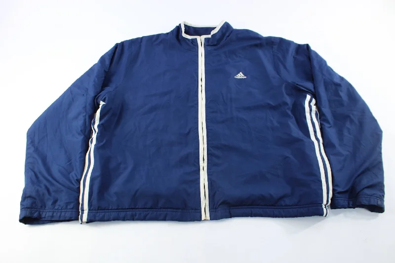 Youth Adidas Embroidered Logo Navy Blue & White Striped Jacket