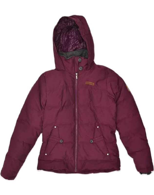 COLUMBIA Womens Hooded Padded Jacket UK 10 Small Burgundy Polyester