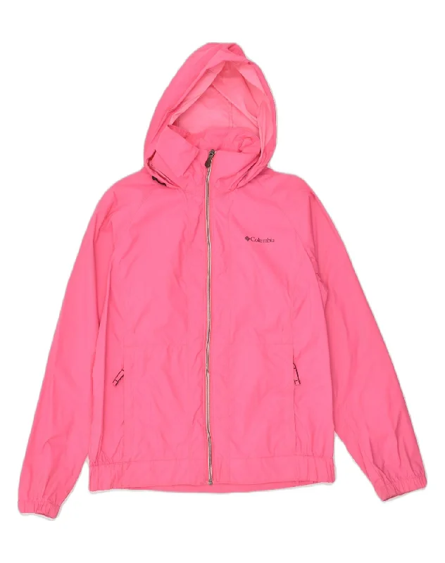 COLUMBIA Womens Hooded Rain Jacket UK 14 Medium Pink