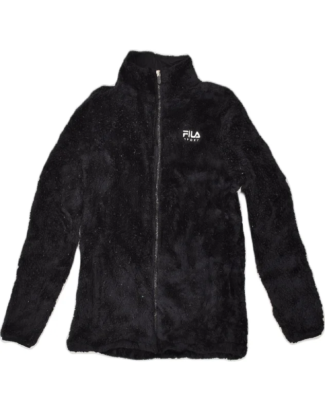 FILA Womens Fleece Jacket UK 8 Small Black Polyester