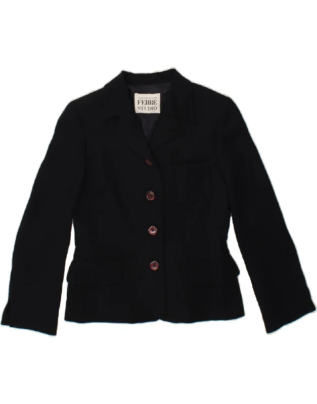 GIANFRANCO FERRE Womens 4 Button Blazer Jacket UK 14 Large  Navy Blue