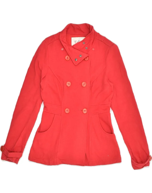 GUESS Womens Pea Coat UK 10 Small Red Cotton