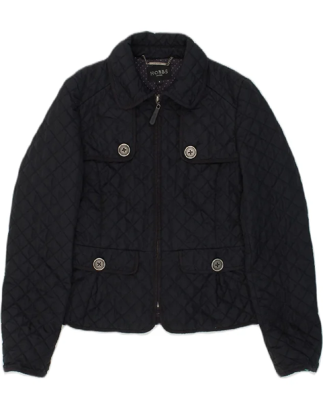 HOBBS Womens Quilted Jacket UK 8 Small  Navy Blue Polyamide